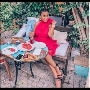 ZARA PINK ORGANZA HALTER DRESS